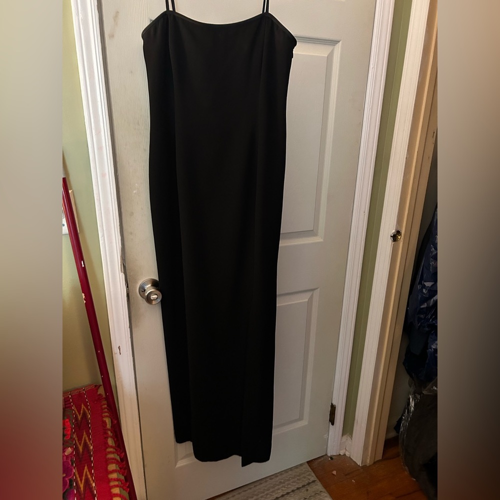 Long formal lined black dress
